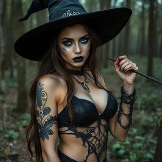 hot witch in forest
